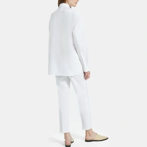 Theory Basic Pull on Pant Linen Organic Blend Stretch Crop Stretch Capri 0 XS - Picture 2 of 14